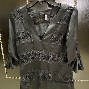 BCBGMaxAzria Black Embellished 3/4 Sleeve Blouse